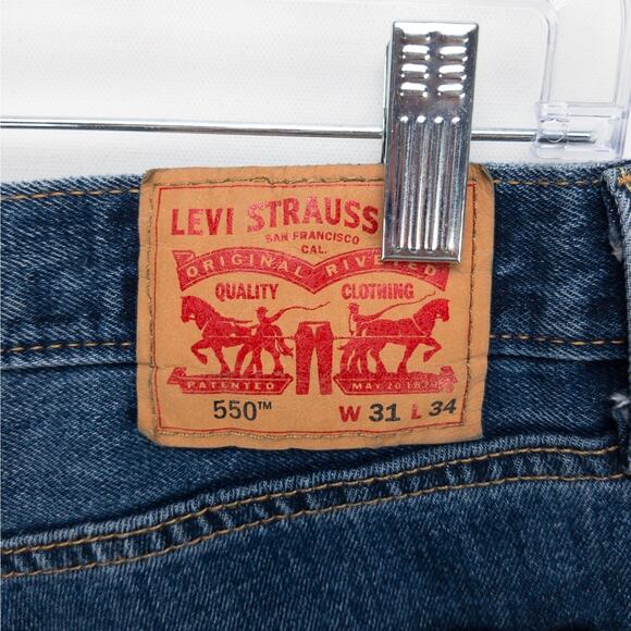 Levi’s 550 Relaxed Fit Straight Leg Jeans Men’s 31x34 Dark Wash Blue Workwear - Picture 12 of 13